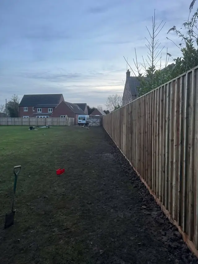 Long run of closeboard fencing