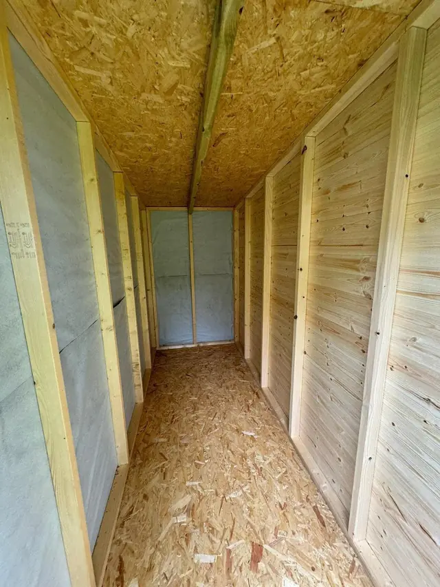 Inside a lined shed