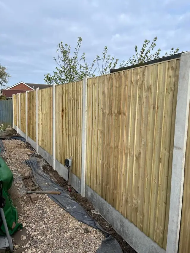 Fence panels with concrete posts and gravel boards