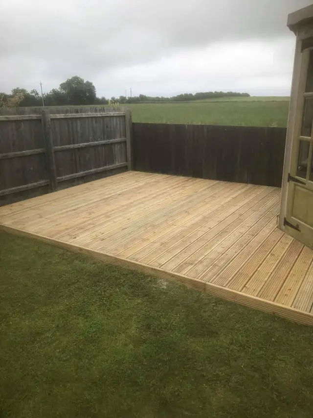 New decking in a garden